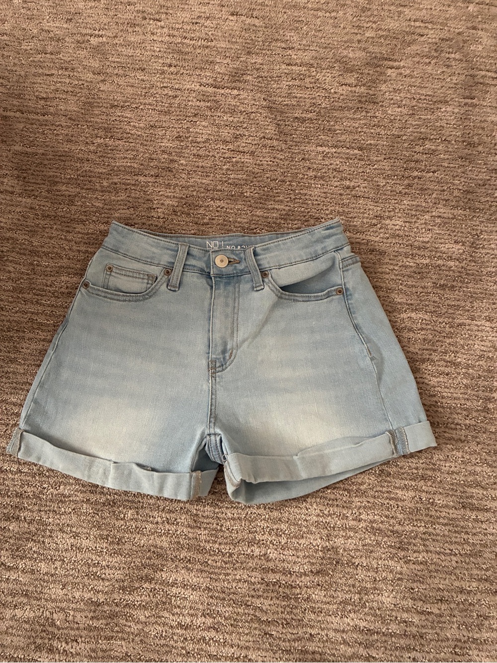 No Boundaries | High Rise Light Wash Denim Women's Shorts | Casual Rolled Hem